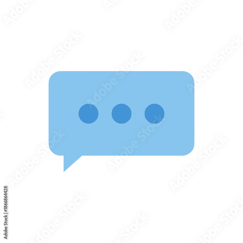 A 3d vector illustration of a blank chat speech bubble icon and communication message sign designed as a blue button for web business dialog and internet conversation