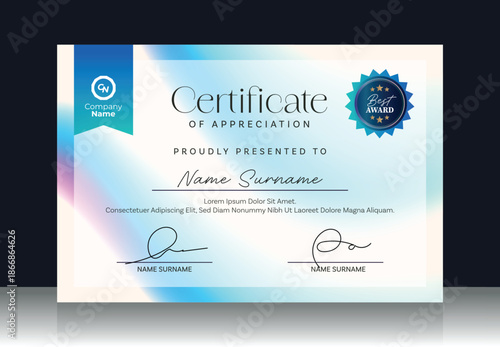 Bild auf Leinwand Modern certificate template for professional award presentation, clean business