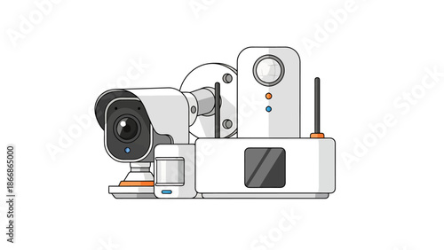 Modern Wireless Home Security Camera System with Hub and Motion Sensor