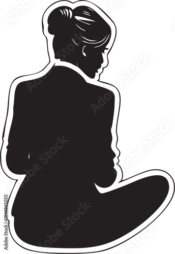Femme d'affaire assise en tailleur - Silhouette