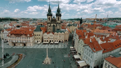Panoramic view of Prague Old Town Square and in historic city centre of Old Prague.
