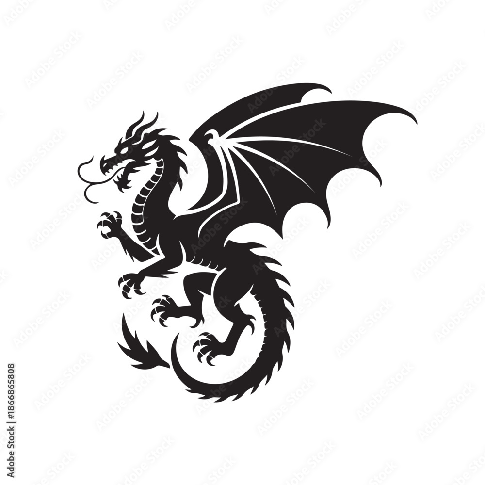 Naklejka premium Dragon silhouette (3).eps