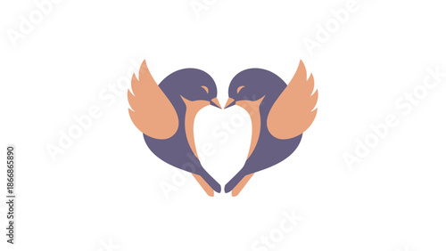 Two birds forming a heart shape with their wings and beaks.