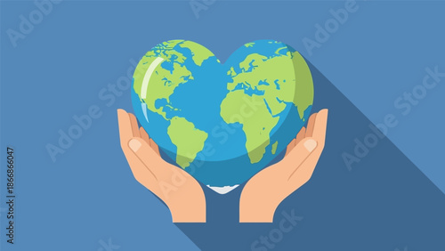 Hands holding the Earth in a heart shape, symbolizing environmental care and love for the planet.