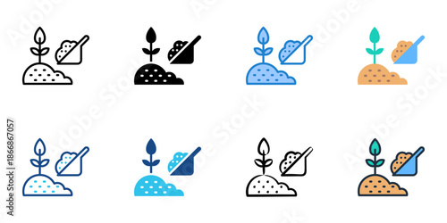 Soil icons set multiple style collection. Editable stroke 
