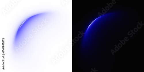 Glowing Planet Crescent, Light arc . Blue Light Flare Overlay for Space and Sci-Fi Effects on Transparent Background
