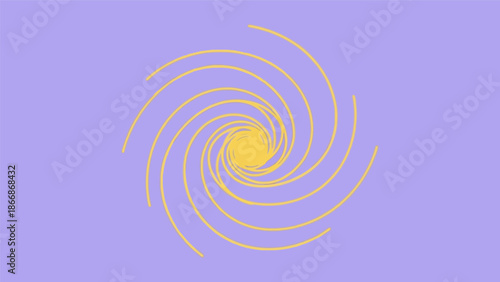 Yellow swirling spiral design on a lavender background.