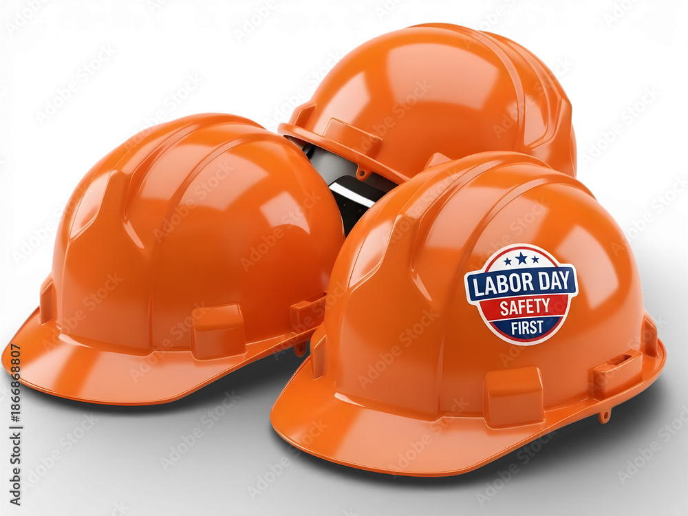 Fototapeta premium Orange Hard Hat Safety Helmet for Construction Workers