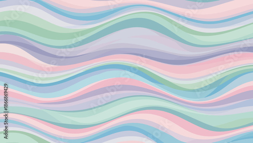 Pastel wavy lines pattern with soft pink, blue, green hues on white background