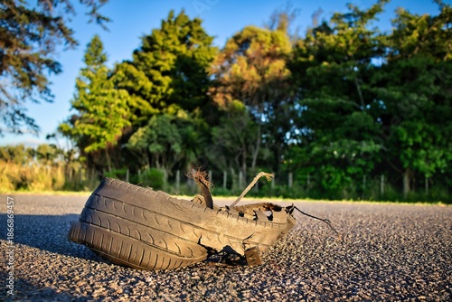 Φωτογραφία Tire Remains On Roadway
