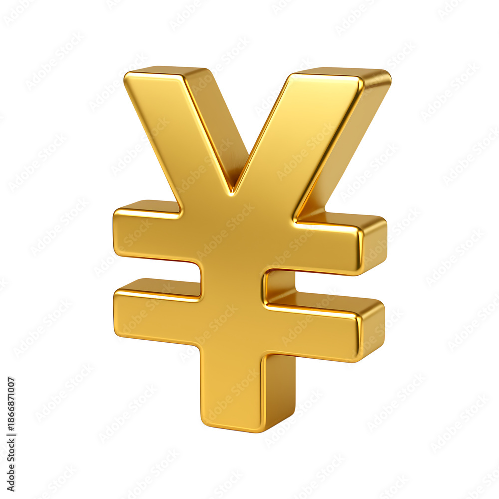 Obraz premium Golden yen currency symbol on transparent background