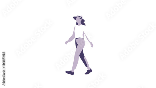 A woman in virtual reality headset walking alone outside