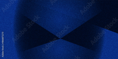 Black dark navy blue silver abstract pattern background. Geometric shape. Line triangle angle fold polygon diamond 3D. Color gradient ombre. Rough grain noise