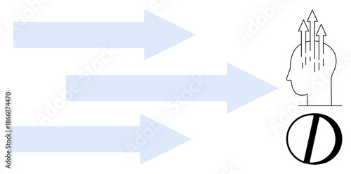 Growth concept. Arrows growth, knowledge transfer, and progress toward goals. Growth illustrated through dynamic visuals for innovation, personal development, direction, and education
