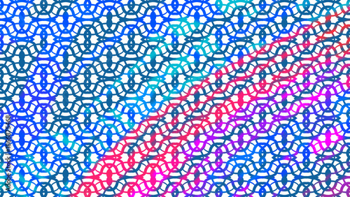 Blue And Pink Gradient Geometric Interlocking Pattern
