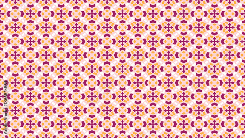 Warm Magenta And Orange Geometric Floral Mosaic Pattern