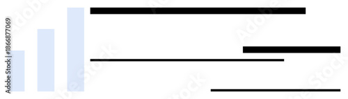 Data analysis, progress tracking, business growth, reporting tools, statistics presentation, digital metrics. Bars and lines creating a clean composition. Data analysis and progress tracking concept