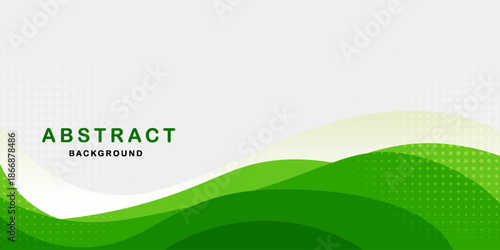 Abstract Green Wave Background with Halftone Dots, Modern Eco Nature Design for Business Presentation, Corporate Banner, Website Header, Sustainability Concept and Clean Minimal Layout