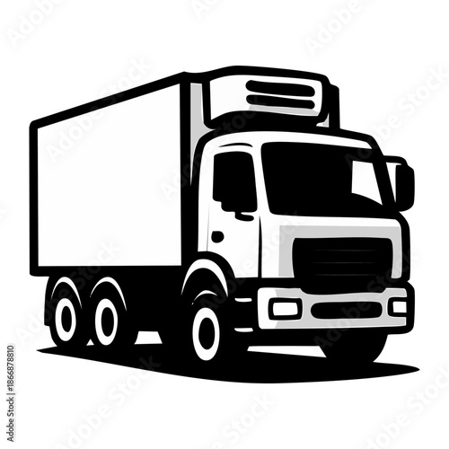 Large Delivery Truck with Container Trailer.