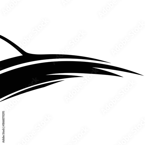 Abstract black shape resembling a swift streamlined vehicle or animal fin