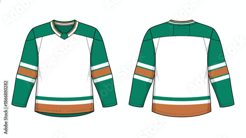 Canvas Print Ice Hockey Jersey Vector Template Front and Back View in Green and White Sports