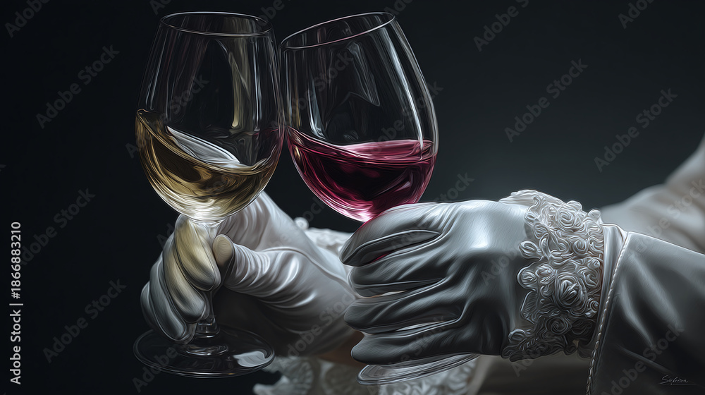 Obraz premium A toast between two glasses of wine