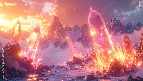 Volcanic Eruption Landscape with Molten Lava and Rocks.