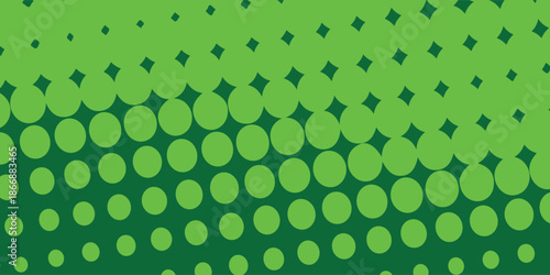 Abstract Neon Green Halftone Dot Screen Gradient on Dark Green Background, Vector illustration.