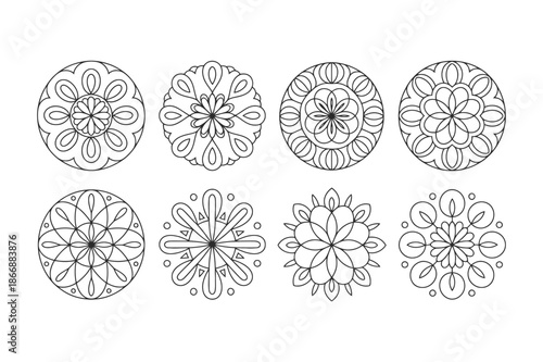 Seamless vector design featuring a set of Easter eggs and floral elements with a vintage ornament pattern and nature icons for a decorative circle wallpaper illustration