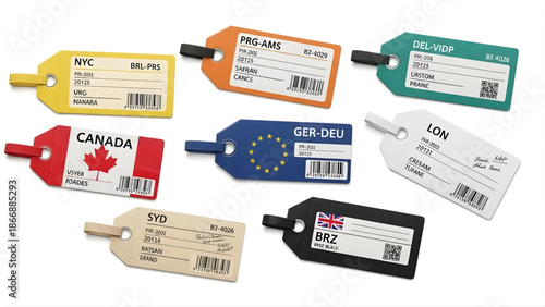Luggage tag collection for international travel