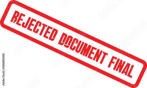 A red rejected document stamp on a white background viewed from directly above