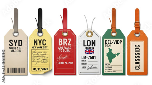 Luggage tag collection for international travel