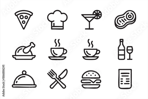 Dining UI Icons for Restaurant Dashboards and Web Applications