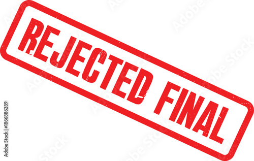 A red rejected stamp on a white background viewed from a straightforward angle