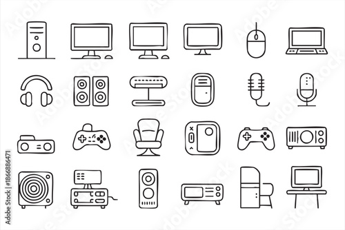Gaming and Audio Device Icons for App and Web UI Design