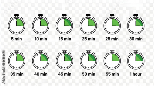 Stopwatch set with various time intervals