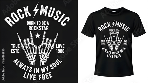 Rock music t-shirt design