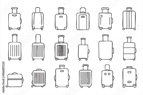 Travel Bag and Luggage Icons for Mobile Apps and Dashboards