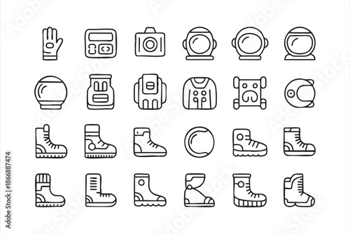 Astronaut Helmet and Space Suit Icons for App and Web UI