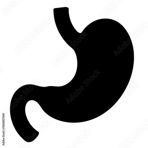 Human stomach anatomy in black silhouette on white background