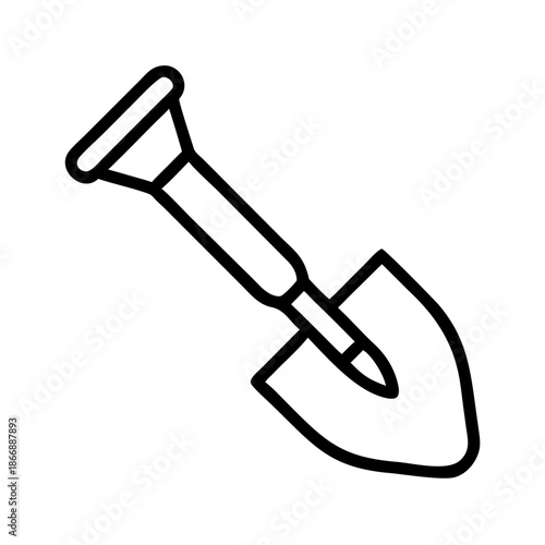 Garden shovel in minimalistic outline design  