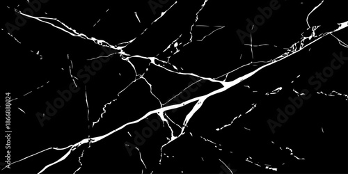 Abstract black marble texture with sharp white veins and natural stone cracks. High contrast luxury background ideal for interior design, wall tiles, countertops, branding, and modern architecture.