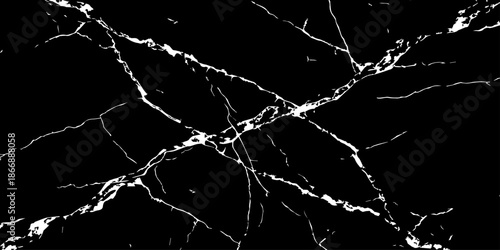 Abstract black marble texture with sharp white veins and natural stone cracks. High contrast luxury background ideal for interior design, wall tiles, countertops, branding, and modern architecture.
