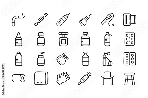 Healthcare Essentials Line Icons for Medical Interfaces