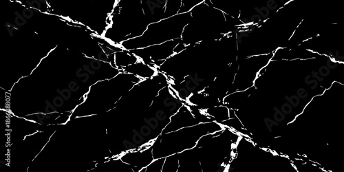 Abstract black marble texture with sharp white veins and natural stone cracks. High contrast luxury background ideal for interior design, wall tiles, countertops, branding, and modern architecture.