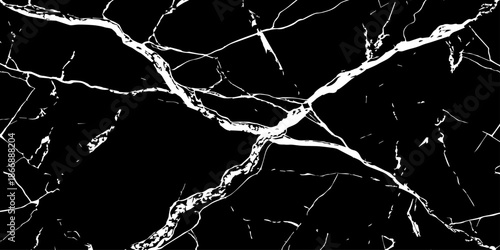 Abstract black marble texture with sharp white veins and natural stone cracks. High contrast luxury background ideal for interior design, wall tiles, countertops, branding, and modern architecture.