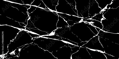 Abstract black marble texture with sharp white veins and natural stone cracks. High contrast luxury background ideal for interior design, wall tiles, countertops, branding, and modern architecture.