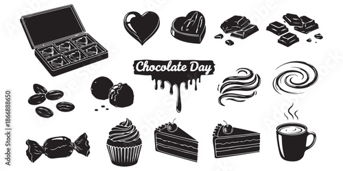 Chocolate day greeting card silhouette