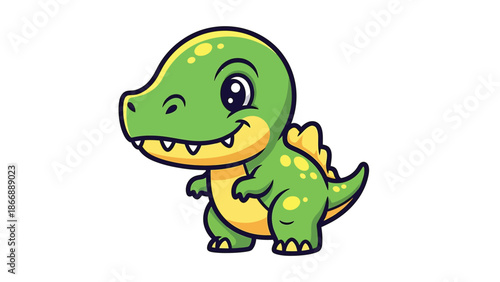 Adorable Cartoon Tyrannosaurus Rex Character Illustration on White Background 3.