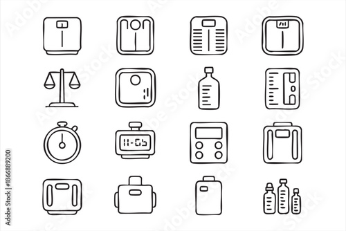 Body Weight and Wellness Measurement Icons for Digital Interfaces